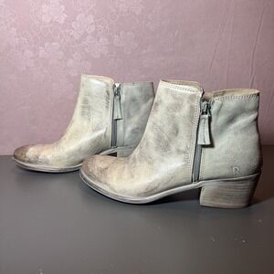 Roan By Bed Stu Liz Bone Crust/brown Wax Leather Side Zip Ankle Boot  Size 10